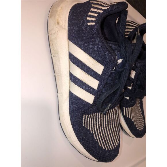 Adidas Swift Run Denim Sneakers B37118 Mens 6.5 Knit Blue Jean Navy - Picture 7 of 11
